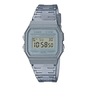 Casio Kids Digital Watch F-91WS-8 Grey semi-transparent Resin Band Watch