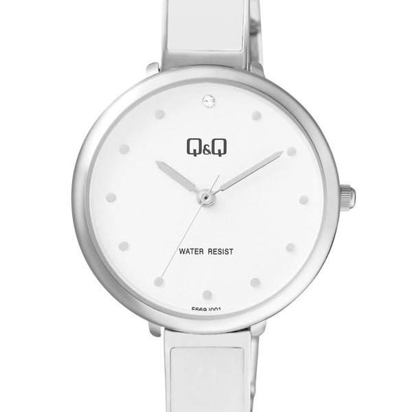 Q&Q Watch by Citizen F669J201Y Women Analog Watch with White Stainless Steel Strap