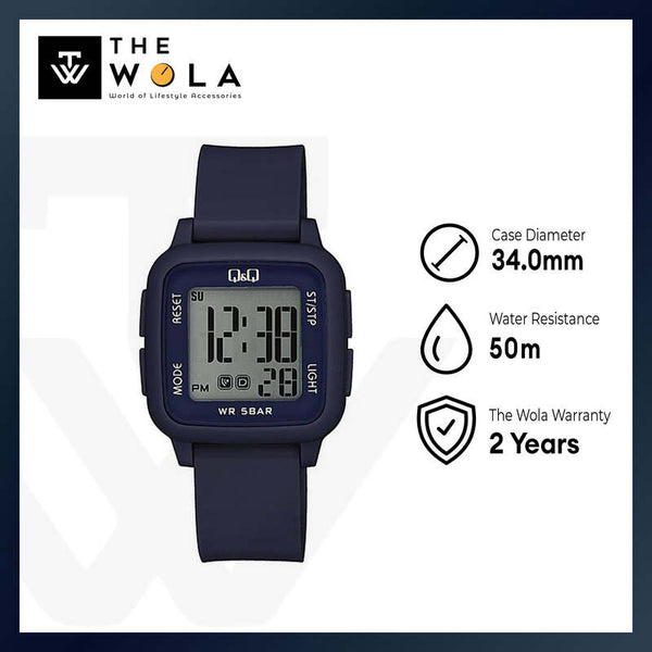 Q&Q Watch by Citizen G02A-007VY Unisex Digital Watch with Blue Rubber Strap