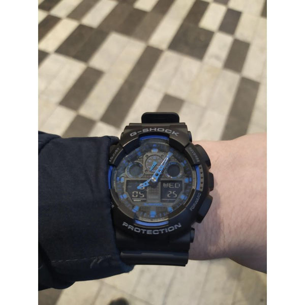 Casio G-Shock Men's Analog-Digital GA-100-1A2 Black Resin Band Sport Watch