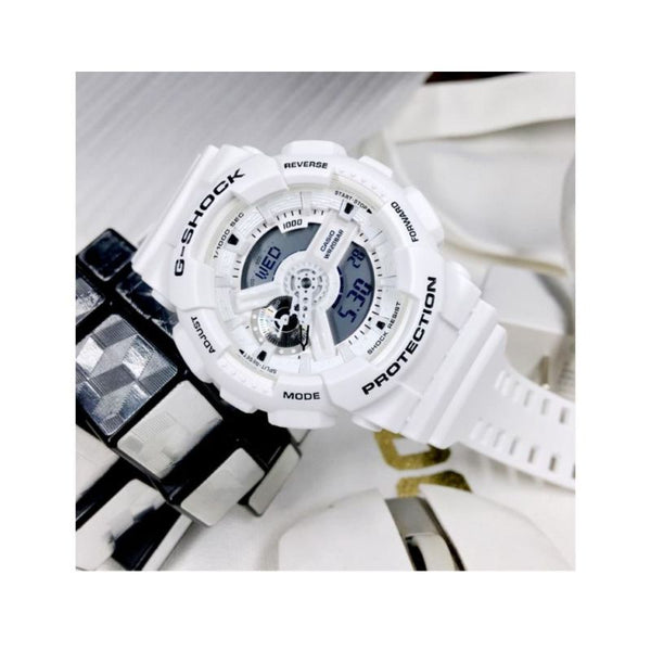 Casio G-Shock Men's Analog-Digital Watch GA-110MW-7A White Resin Band Sport Watch