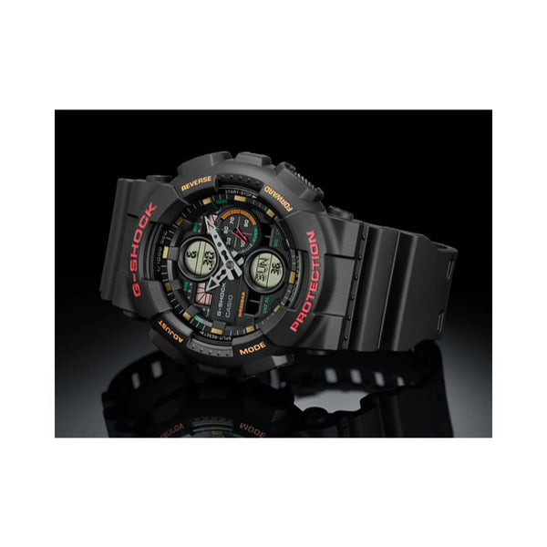 Casio G-Shock GA-140-1A4 Men's Analog-Digital Watch Black Red Resin Band