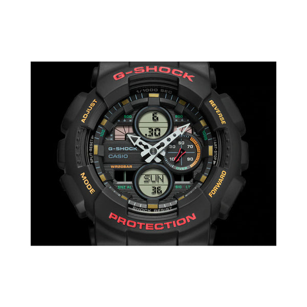 Casio G-Shock GA-140-1A4 Men's Analog-Digital Watch Black Red Resin Band
