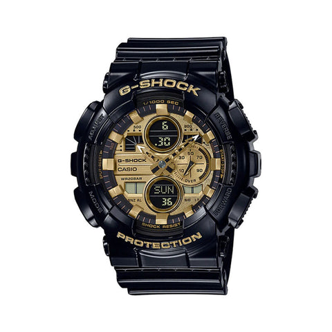 Casio G-Shock Men's Analog Watch GA-140GB-1A1 Gold Dial with Black Resin Band Sports Watch