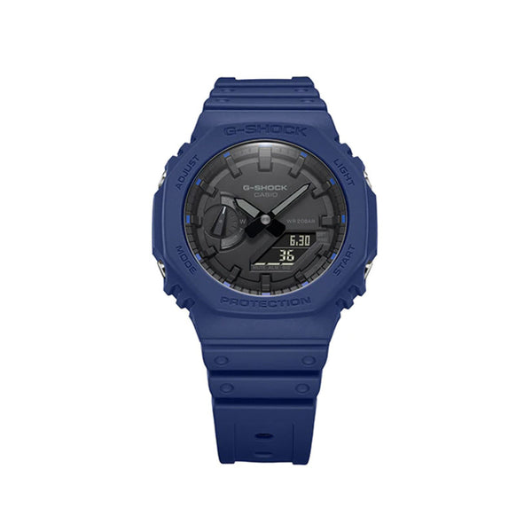 Casio G-Shock Men's Analog-Digital Watch GA-2100-2A Carbon Core Guard Navy Blue Resin Band Sport Watch