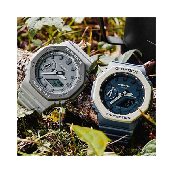 Casio G-Shock Men's Analog-Digital Watch GA-2110ET-2A Earth Tone Color Series Blue Resin Band Sport Watch