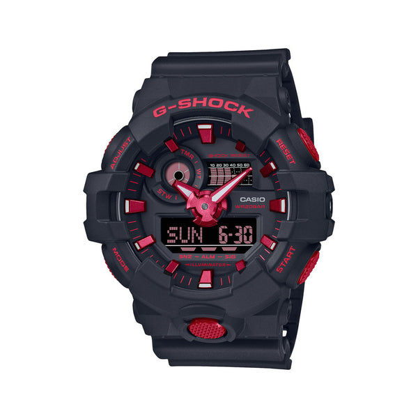 Casio G-Shock Men's Analog Digital Watch GA-700BNR-1A Ignite Red Analog Digital Black Resin Men's Watch GA700 GA-700 GA700BNR GA700BNR-1A