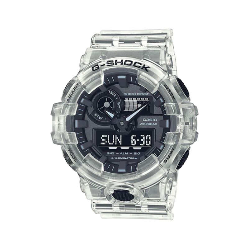 Casio G-Shock Men's Analog-Digital GA-700SKE-7A White Transparent Resin Band Sport Watch