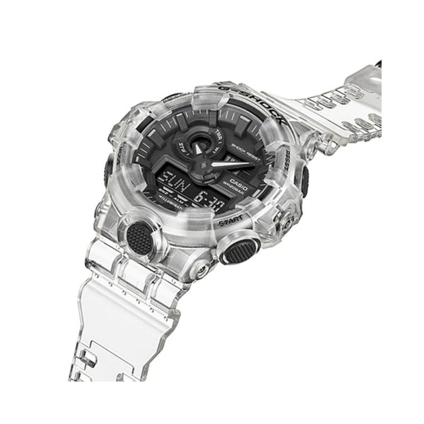 Casio G-Shock Men's Analog-Digital GA-700SKE-7A White Transparent Resin Band Sport Watch