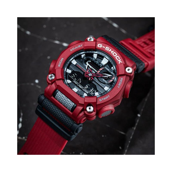 Casio G-Shock Men's Analog-Digital Watch GA-900-4A Heavy-Duty Red Dial with Black Resin Band Sports Watch