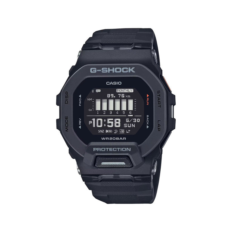 Casio G-Shock GBD-200-1 G-SQUAD Digital Bluetooth Step Tracker Black Resin Watch GBD200 GBD200-1 GBD-200-1DR