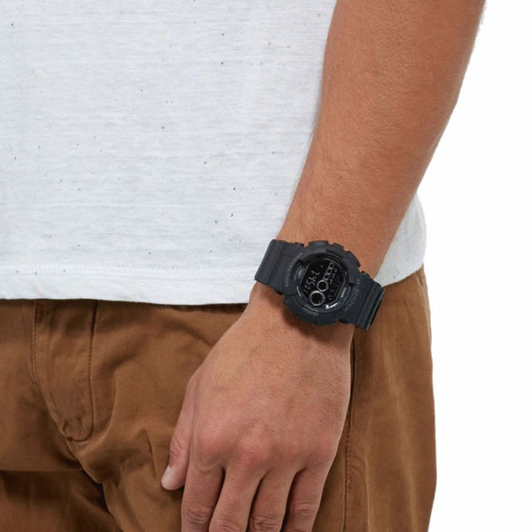 Casio G-Shock Men's Digital Watch GD-100-1B Black Resin Band Sports Watch