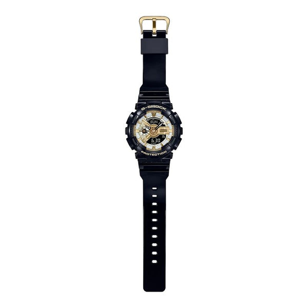 Casio G-Shock Analog-Digital Watch GMA-S110GB-1A Black & Gold Dial with Black Resin Band Sports Watch