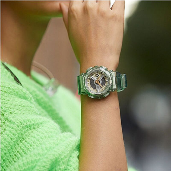 Casio G-Shock Women's Analog-Digital Watch GMA-S110GS-3A Green Skeleton Resin Band Ladies Sport Watch