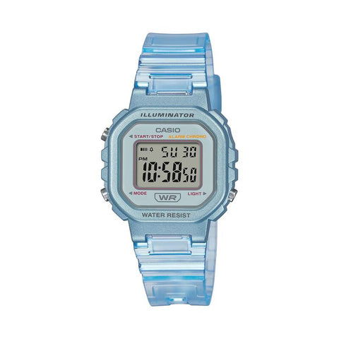 Casio Pop Series LA-20WHS-2A Kids Blue Transparent Resin Band Digital Watch