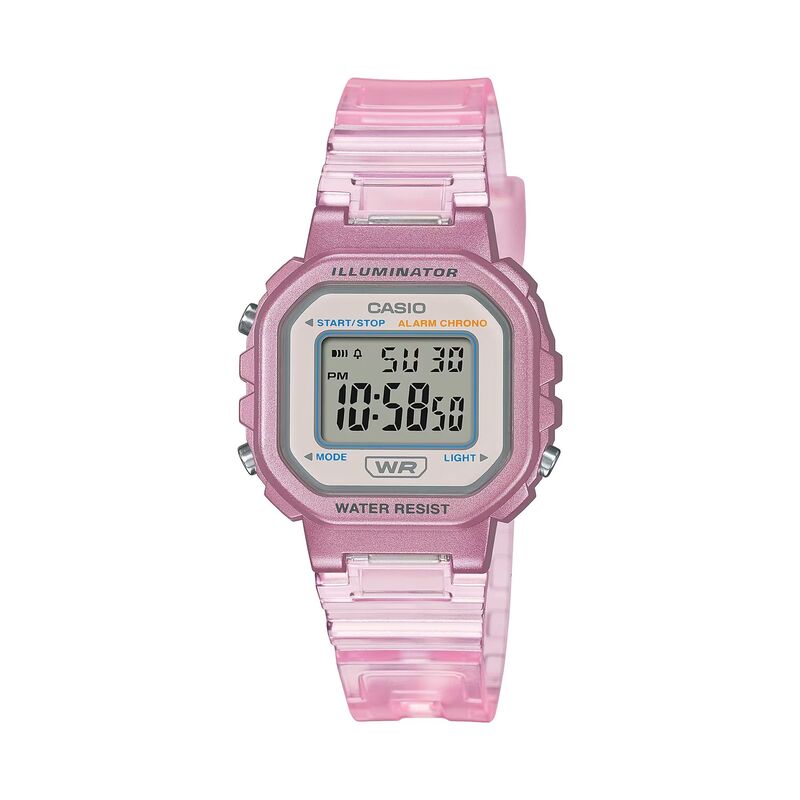 Casio Pop Series LA-20WHS-4A Kids Pink Transparent Resin Band Digital Watch