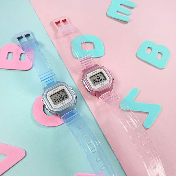 Casio Pop Series LA-20WHS-4A Kids Pink Transparent Resin Band Digital Watch