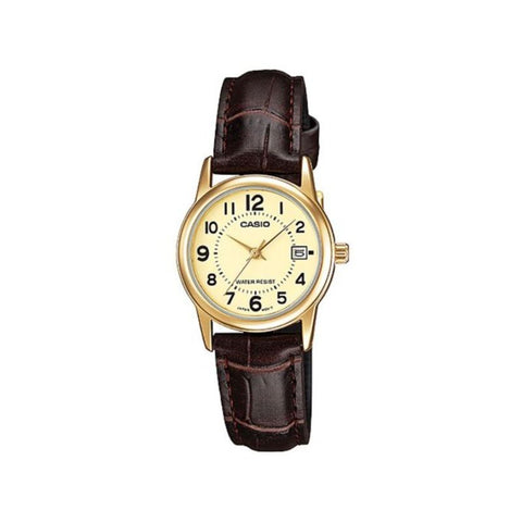 Casio Women's Analog Watch LTP-V002GL-9B Brown Leather Strap Watch