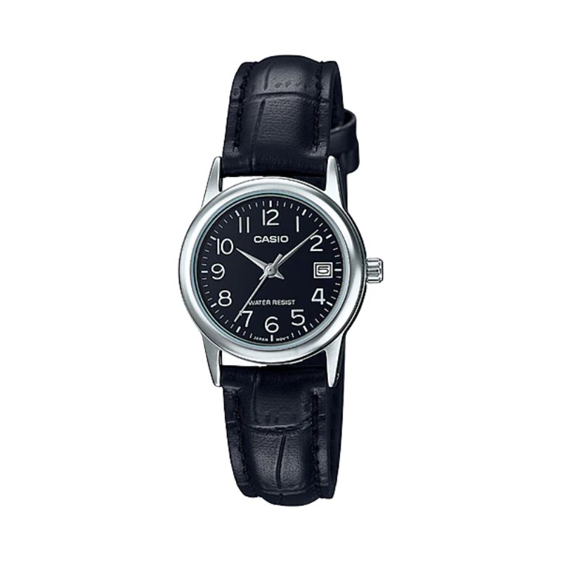 Casio Women's Analog Watch LTP-V002L-1B Black Leather Watch