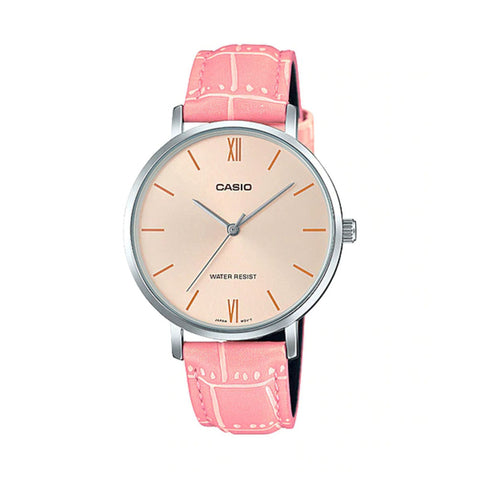 Casio Women's Analog LTP-VT01L-4B Pink Leather Band Casual Watch