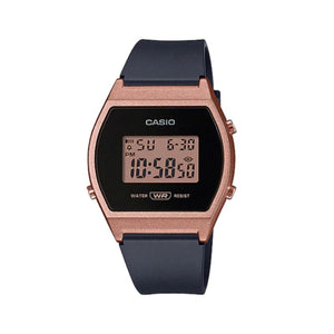 Casio Women's Digital Watch lw-204-1a Rose Gold Dial with Black Resin Band Ladies Watch