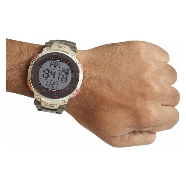 Q&Q Watch by Citizen M124J004Y Men Digital Watch with Black Resin Strap