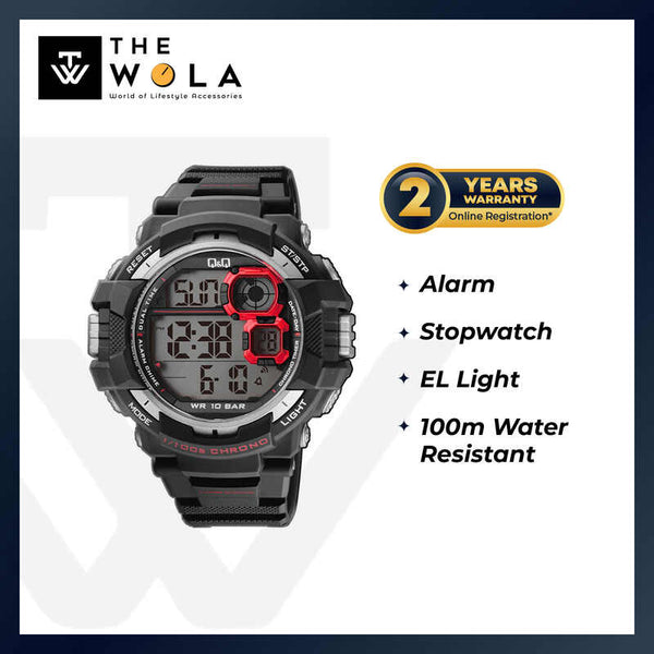Q&Q Watch by Citizen M143J001Y Men Digital Watch with Black Resin Strap