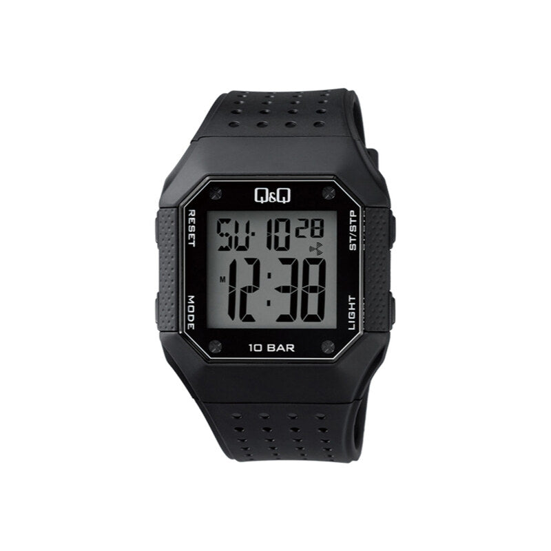 Q&Q Watch by Citizen M158J001Y Men Digital Watch with Black Rubber Strap