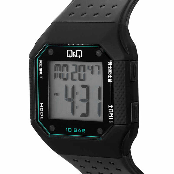Q&Q Watch by Citizen M158J004Y Men Digital Watch with Black Rubber Strap