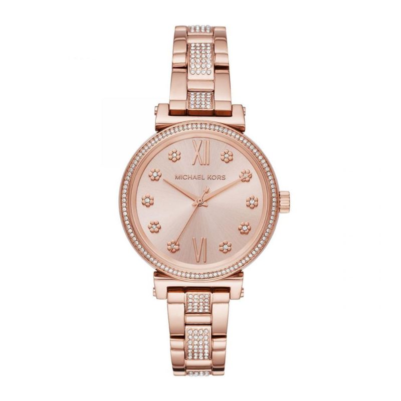 Michael Kors Women's Sofie Round Analog Rose Gold Dial Watch MK3882