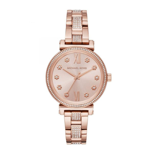 Michael Kors Women's Sofie Round Analog Rose Gold Dial Watch MK3882
