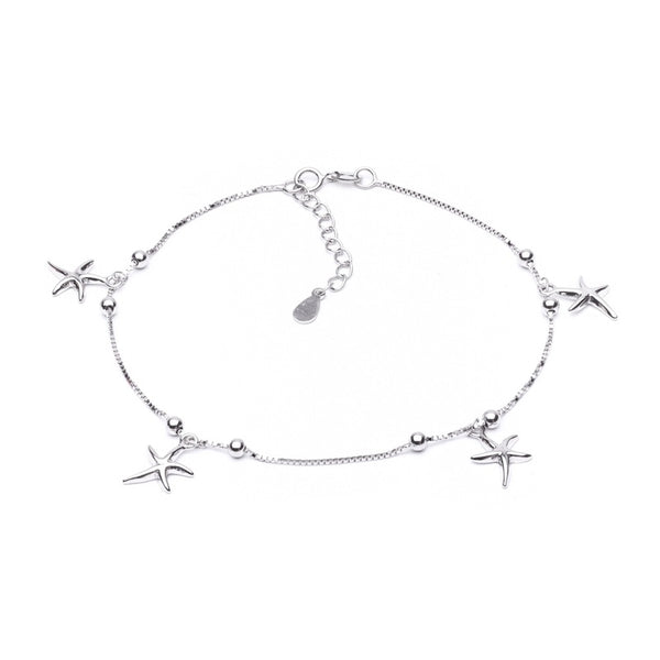 MILLENNE Millennia 2000 Ball and Starfish Silver Anklet with 925 Sterling Silver