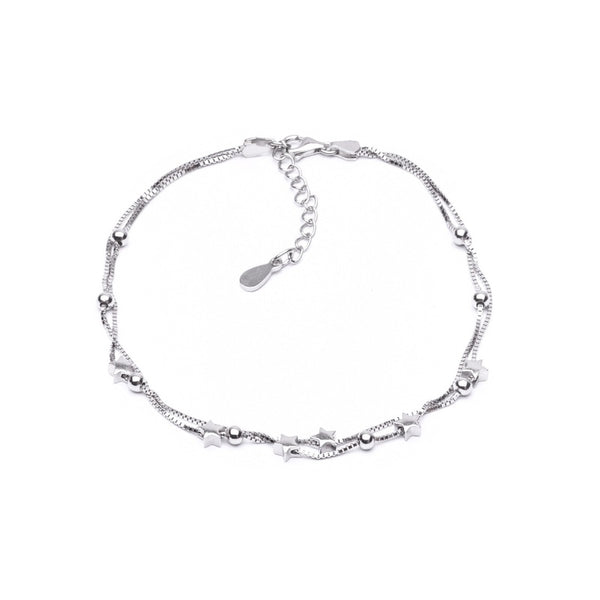 MILLENNE Millennia 2000 Ball and Star Silver Anklet with 925 Sterling Silver