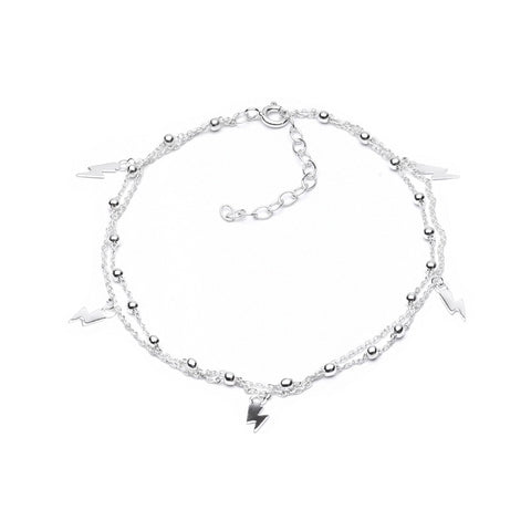MILLENNE Millennia 2000 Ball and Lightning Silver Anklet with 925 Sterling Silver