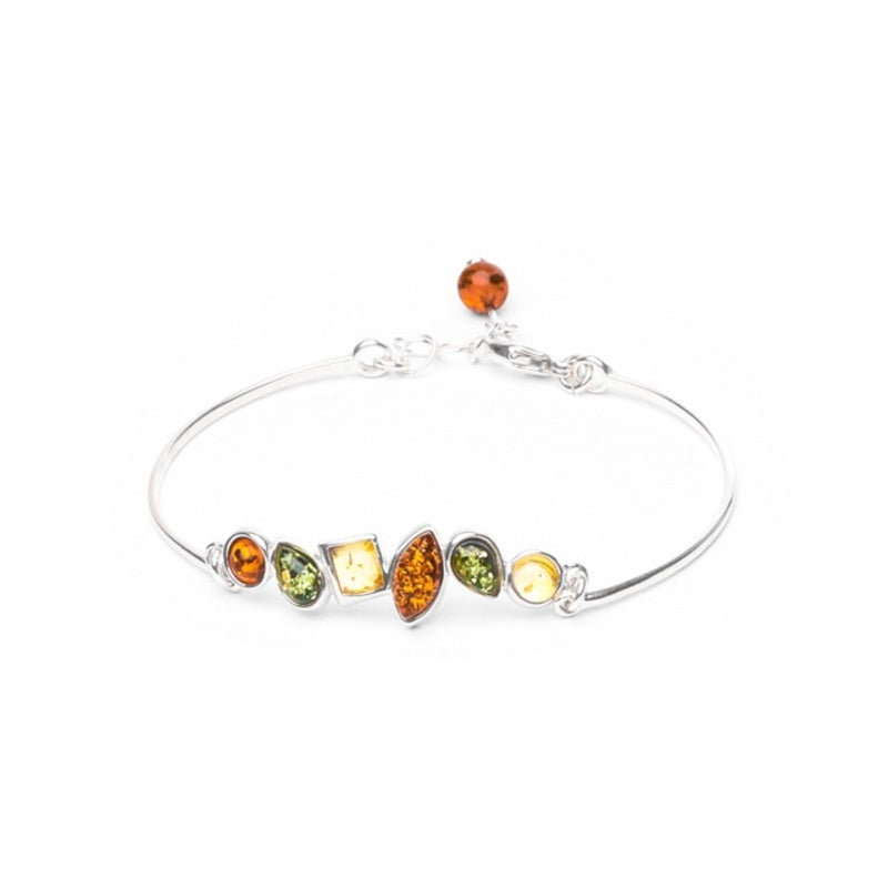 MILLENNE Multifaceted Baltic Amber Rhytymic Silver Bracelet with 925 Sterling Silver