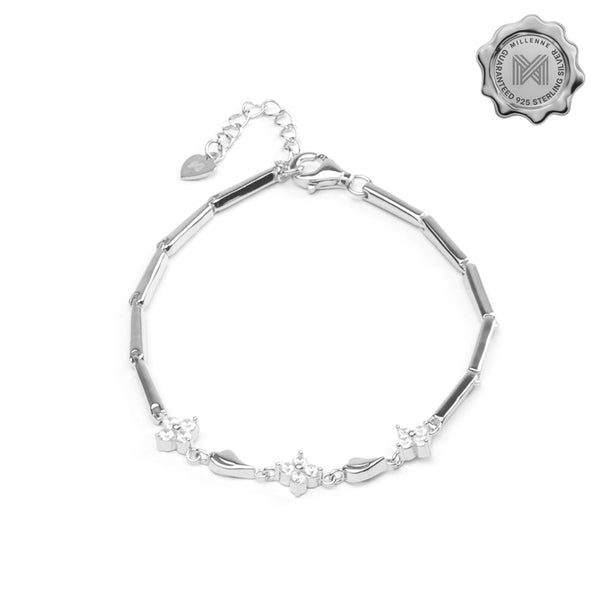 MILLENNE Made For The Night Bold Studded Cubic Zirconia Rhodium Bracelet with 925 Sterling Silver