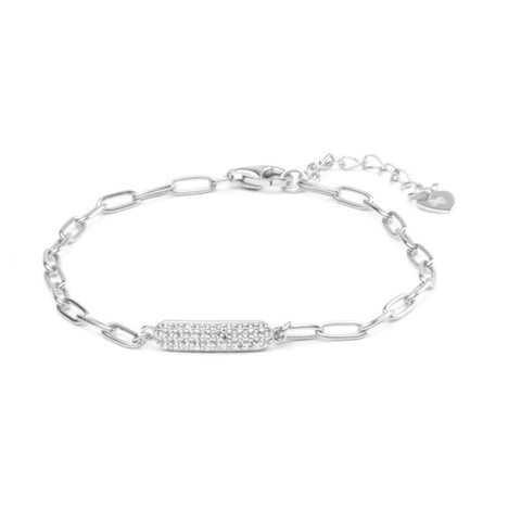 MILLENNE Millennia 2000 Embellished Chain Link Cubic Zirconia Rhodium Bracelet with 925 Sterling Silver