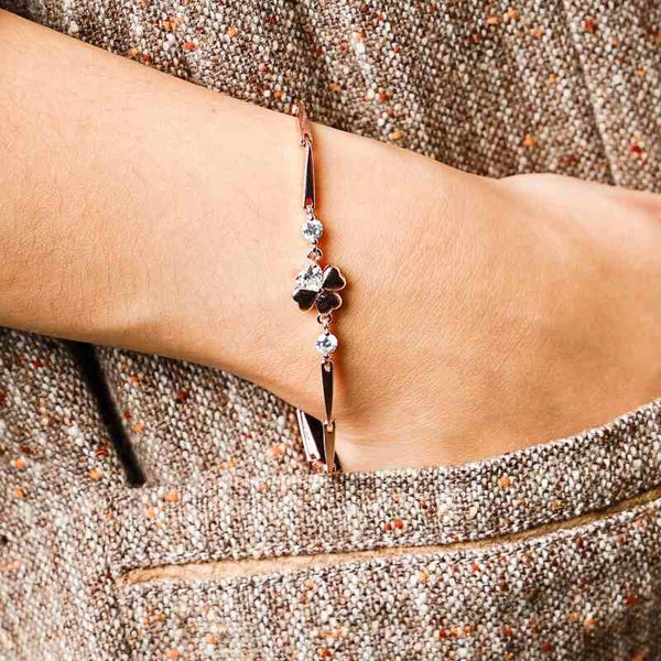 MILLENNE Millennia 2000 Lucky Charms Cubic Zirconia Rose Gold Bracelet with 925 Sterling Silver
