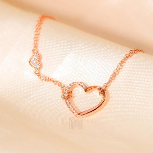MILLENNE Millennia 2000 Embellished Heart with Rose Gold Plating and AAA Cubic Zircon Cubic Zirconia Rose Gold Bracelet with 925 Sterling Silver