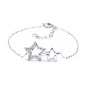 MILLENNE Millennia 2000 Dual Star Cubic Zirconia Silver Bracelet with 925 Sterling Silver
