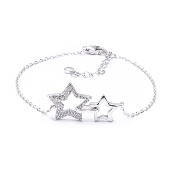 MILLENNE Millennia 2000 Dual Star Cubic Zirconia Silver Bracelet with 925 Sterling Silver
