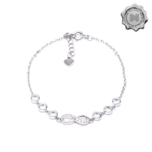 MILLENNE Millennia 2000 Infinity Cubic Zirconia Silver Bracelet with 925 Sterling Silver