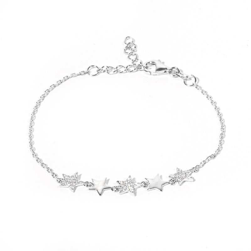 MILLENNE Match The Stars 5 Stars Cubic Zirconia Silver Bracelet with 925 Sterling Silver