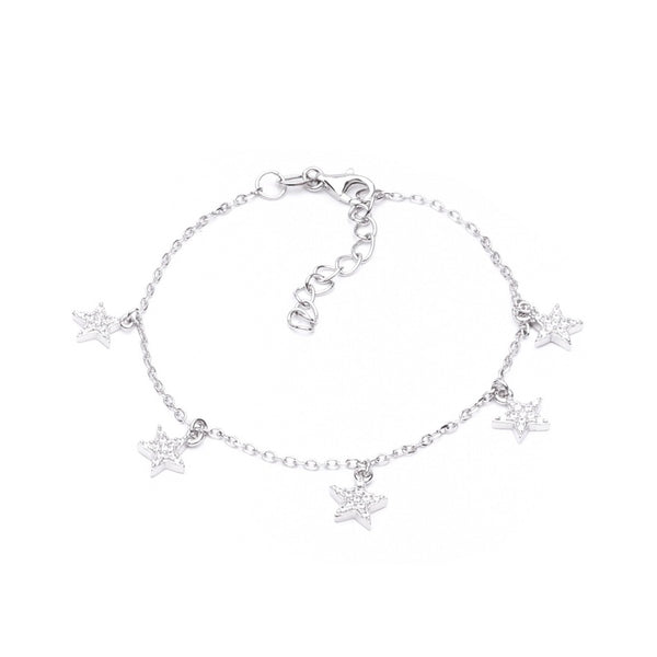 MILLENNE Match The Stars Stars Charm Studded Cubic Zirconia Silver Bracelet with 925 Sterling Silver