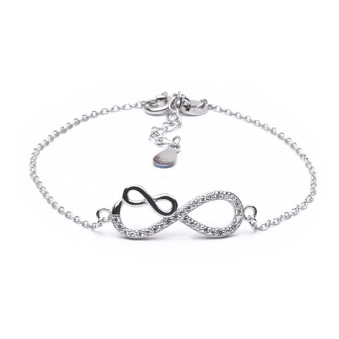 MILLENNE Millennia 2000 Dual Infinity Cubic Zirconia Silver Adjustable Bracelet with 925 Sterling Silver