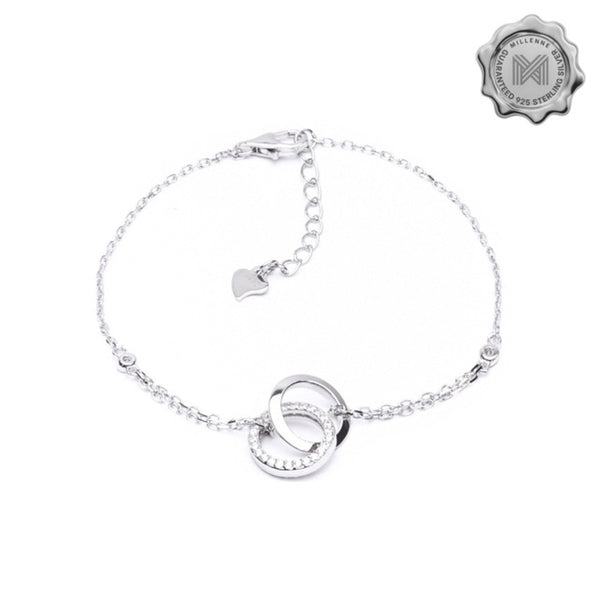 MILLENNE Made For The Night Links Cubic Zirconia Silver Bracelet with 925 Sterling Silver
