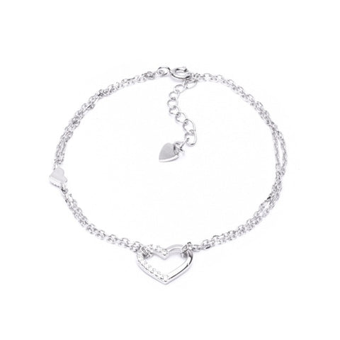 MILLENNE Millennia 2000 Heart Cubic Zirconia Silver Adjustable Bracelet with 925 Sterling Silver