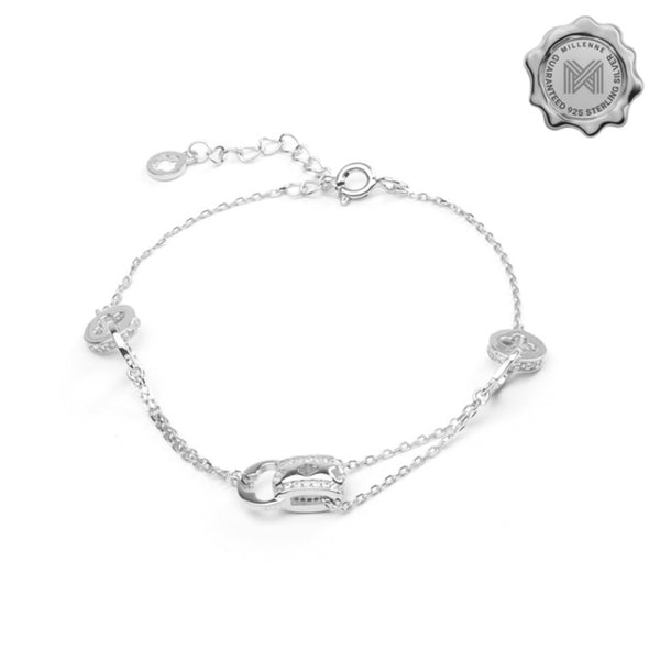 MILLENNE Millennia 2000 Embellished Multi Charm Cubic Zirconia Rhodium Bracelet with 925 Sterling Silver