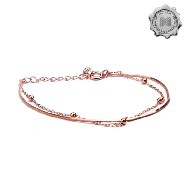 MILLENNE Millennia 2000 Circle Beads Rose Gold Bracelet with 925 Sterling Silver