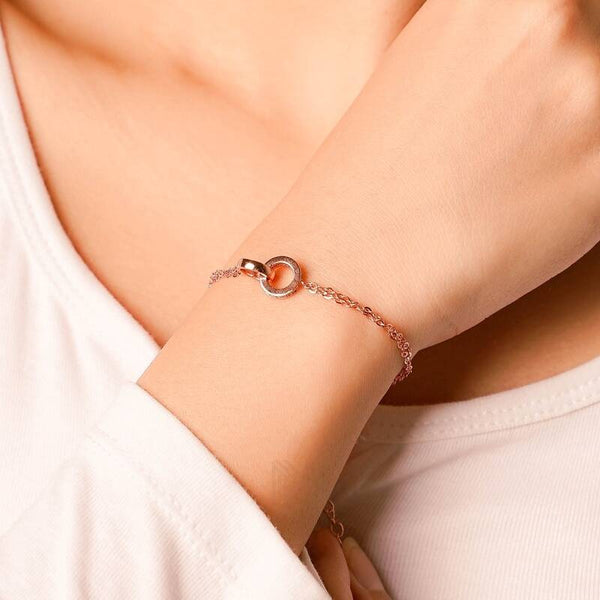 MILLENNE Made For The Night Forever Linked Cubic Zirconia Rose Gold Bracelet with 925 Sterling Silver